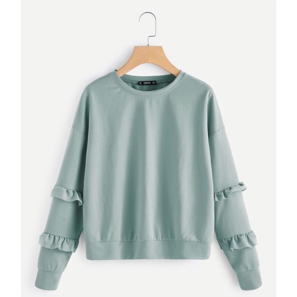 Drop Shoulder Frill Sleeve Sweatshirt - Picture 1 of 5